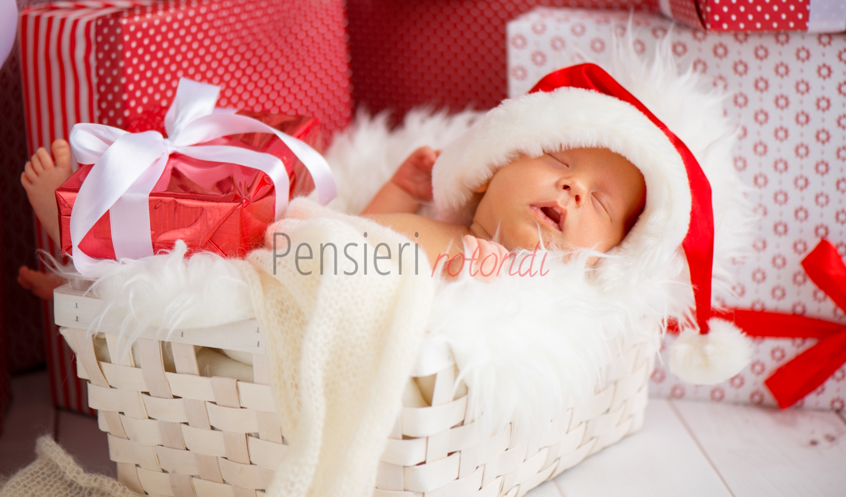 sleeper newborn baby in  Christmas Santa cap